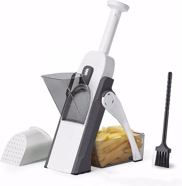 Kelvenix A Safe Mandoline Vegetable Slicer with Adjustable Thickness in Grey