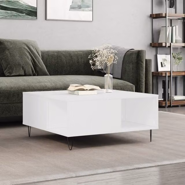 Berkfield Home Modern White Square Coffee Table W/D/H: 80 x 80 x 36.5 cm