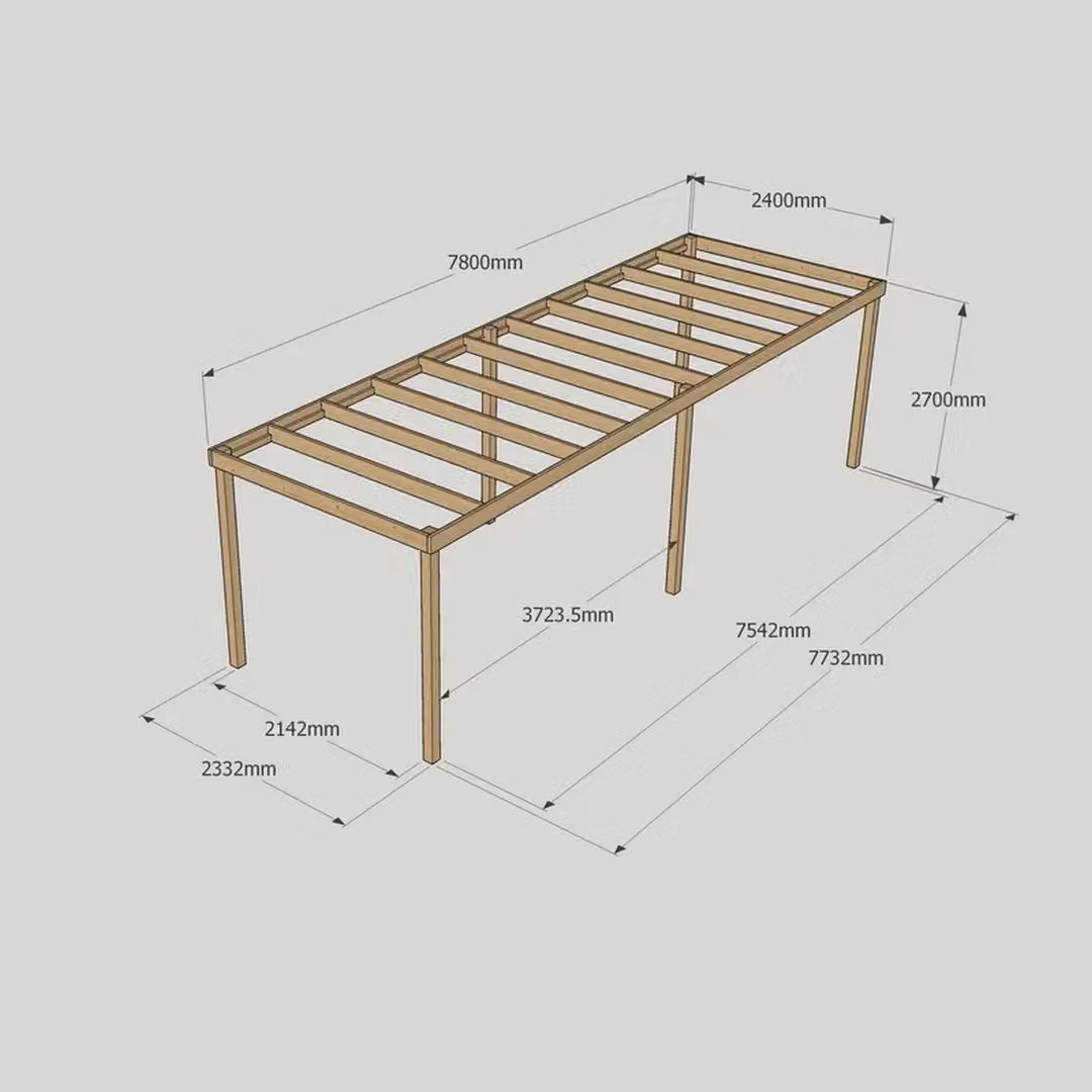 Rutland County Garden Furniture Ltd 6 Post Garden Pergola in Rustic Brown Wood, W: 780 cm, D: 240 cm, H: 270 cm – 4