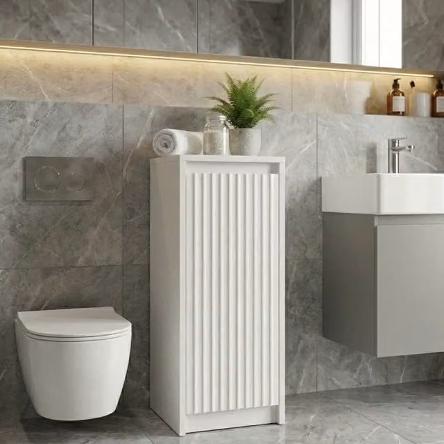 Garden Greatness Maison Fluted Bathroom Storage Cabinet in White