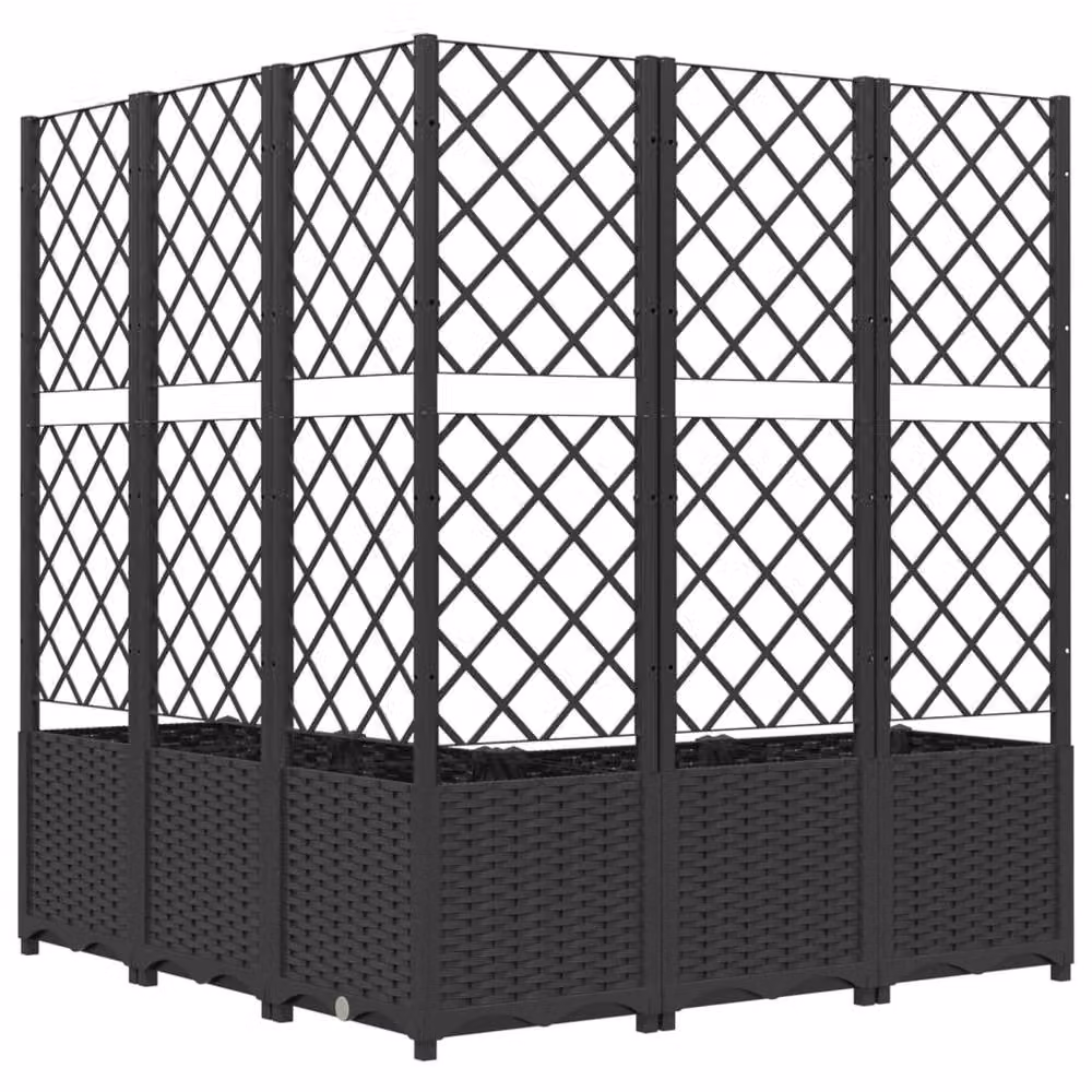 Berkfield Home Beautiful Garden Planter with Trellis, Black, W/D/H: 120 x 120 x 136 cm – 5
