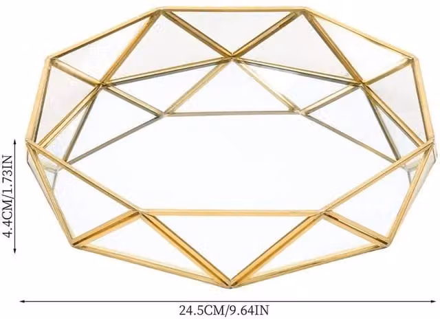 PAWNORA Gold Makeup Storage Rack and Skincare Perfume Organiser Stand, W/D/H: 24.5 x 24.5 x 4.4 cm – 1