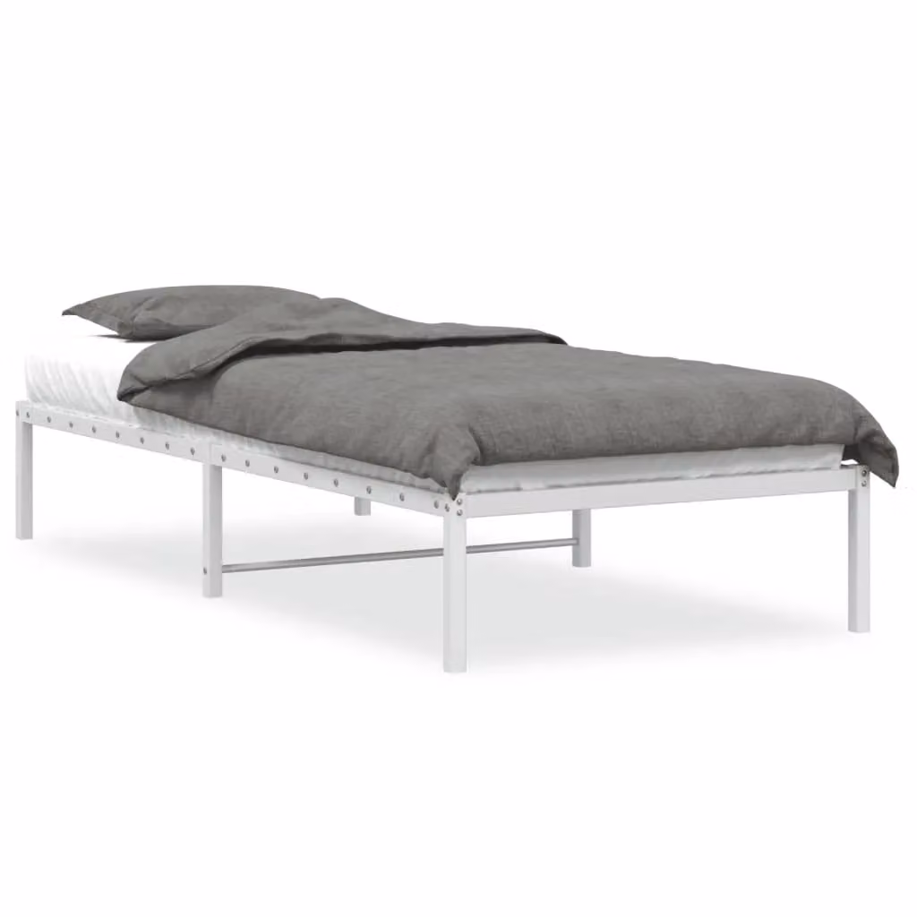 Berkfield Home Metal Bed Frame in White, W/D/H: 90 x 190 cm – 2