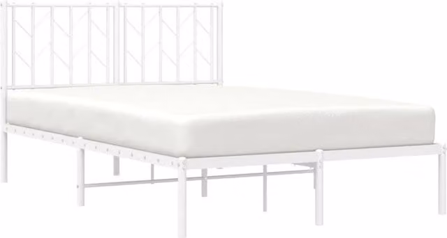 Berkfield Home Metal Bed Frame with Headboard in White, W/D/H: 120 x 190 cm – 1