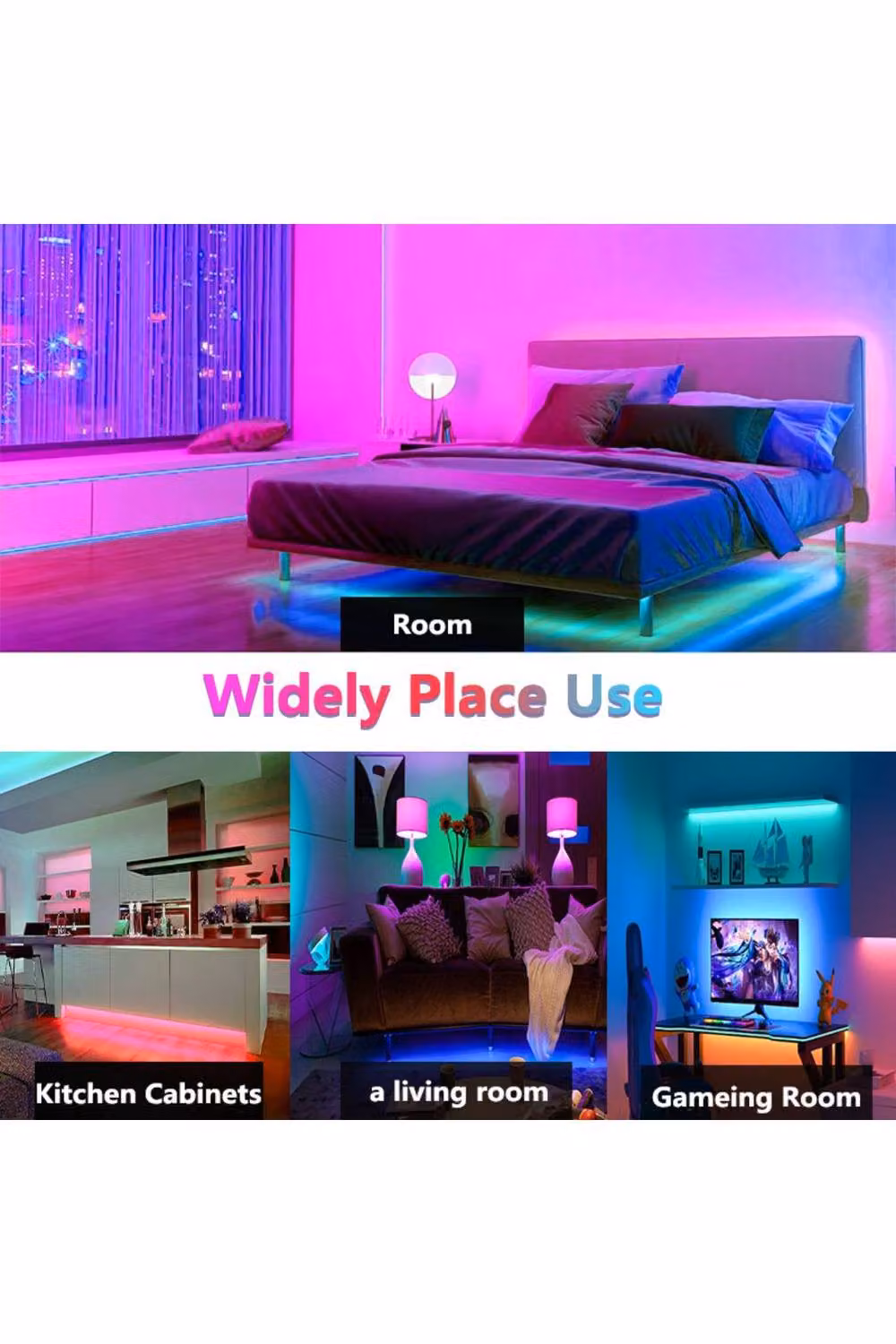 KDMD 5m USB RGB LED Strip Light with IR Remote Control, Waterproof Self-Adhesive Multicolour Accent Lighting in Black – 2