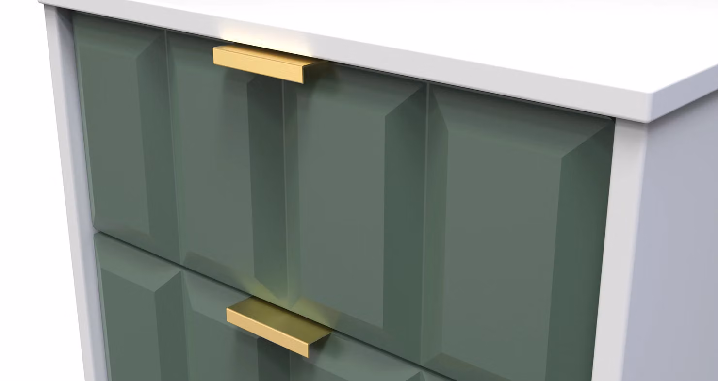 2 U Metro 5 Drawer Tall Bedside Cabinet in Green and Gold – 3