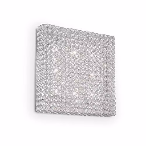 Ideal Lux Admiral PL8 Chrome Square Wall Light with Crystal Details for Indoor Use
