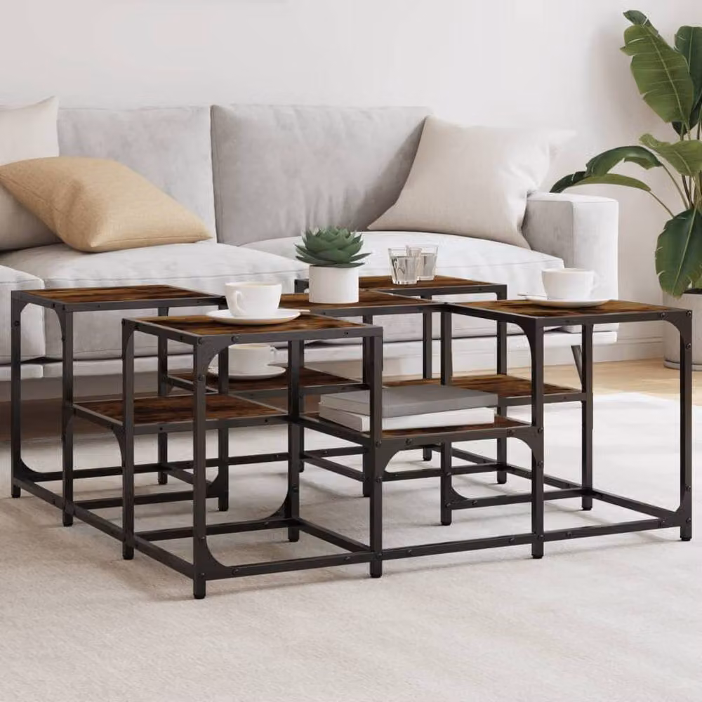 Berkfield Home Smoked Oak Coffee Table in Brown, W/D/H: 91 x 91 x 40 cm – 2