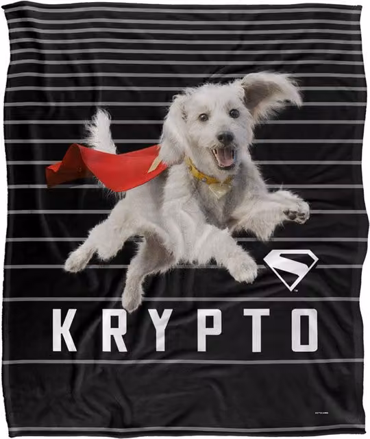 LOGOVISION Superman 2025 Krypto Lines Silky Touch Super Soft Fleece Throw Blanket, White, W/D/H: 152 x 127 cm – 6