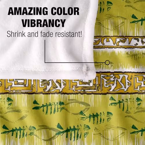 JQ Licensing Tiki Tropical Yellow Pattern Super Soft Fleece Throw Blanket, W: 91 cm, L: 147 cm – 3