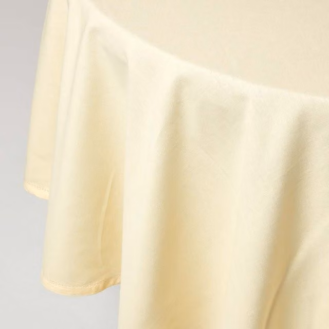 Homescapes Plain Round Cotton Tablecloth in Beige