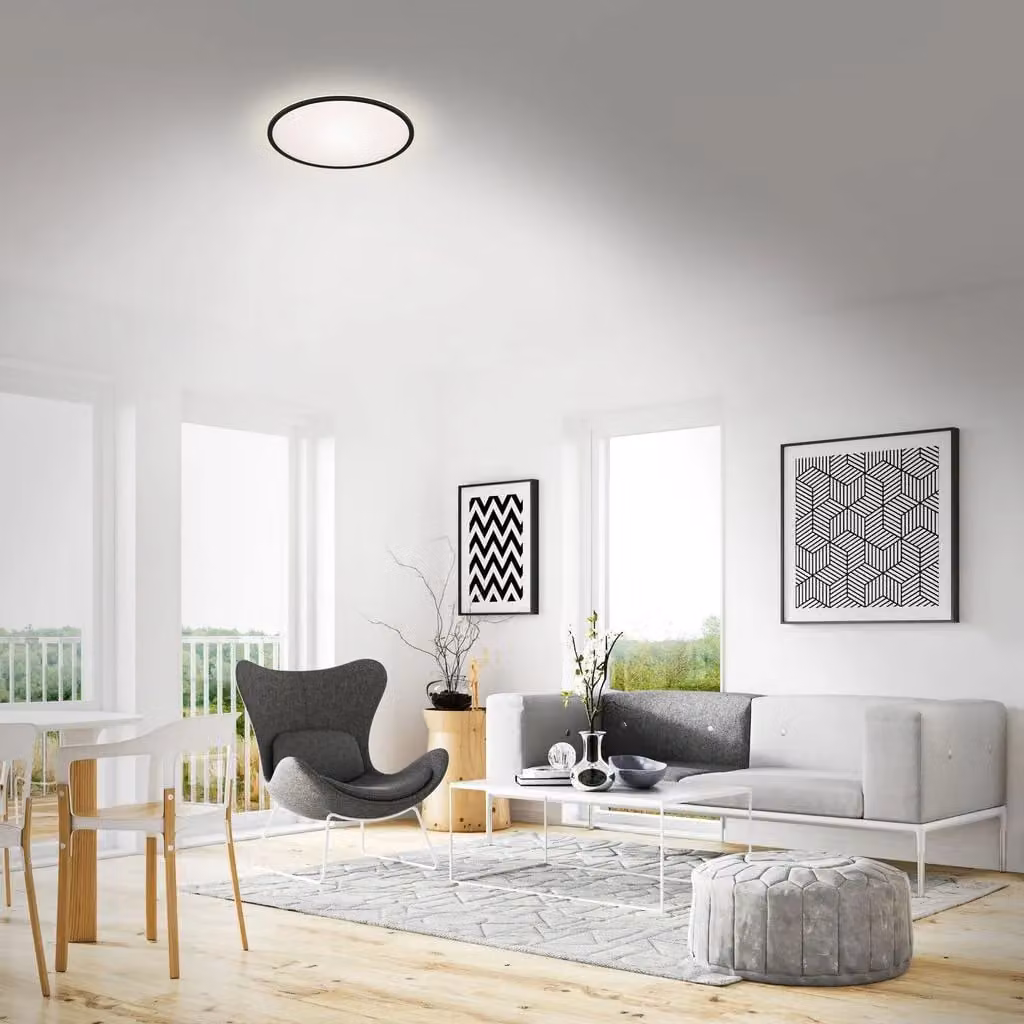 Briloner Black Modern Round LED Ceiling Light with Cool White Backlight Effect – 3