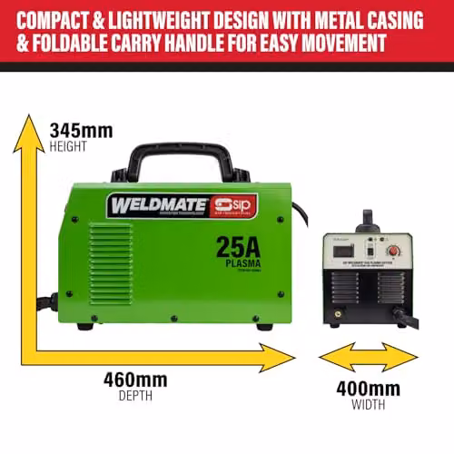 SIP Weldmate Inverter Plasma Cutter with Built-in Compressor 25A Metal Cutting Machine, Green – 5