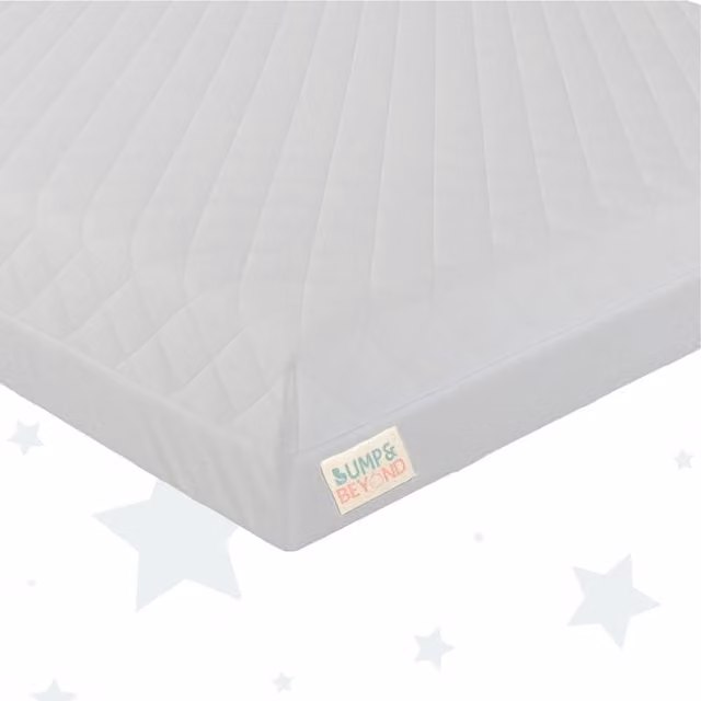BUMP & BEYOND Waterproof Baby Cot Bed Mattress with Washable Zipped Cover, White, W/D/H: 120 x 60 x 5 cm
