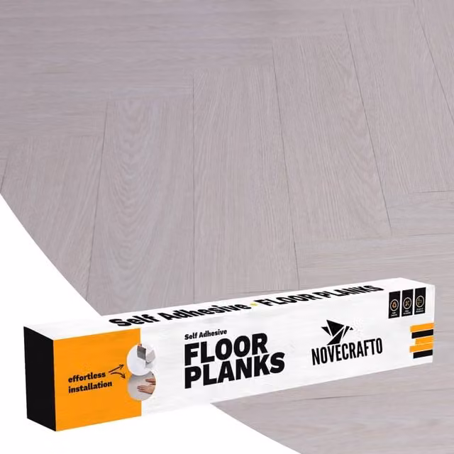 Novecrafto Self Adhesive Wood Look Vinyl Floor Planks, Pack of 10, White, W: 91.4 cm, D: 15.2 cm