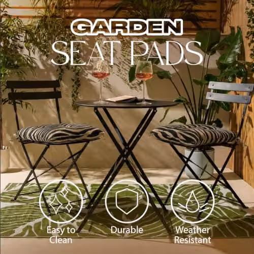OHS 2 Pack Zebra Print Outdoor Chair Seat Pads in Black and White, W/D/H: 40 x 40 x 40 cm – 2
