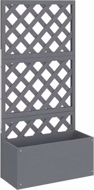Berkfield Home Trellis Planters, 2 Pack, Grey WPC, W: 65 cm, D: 33 cm, H: 135 cm – 1