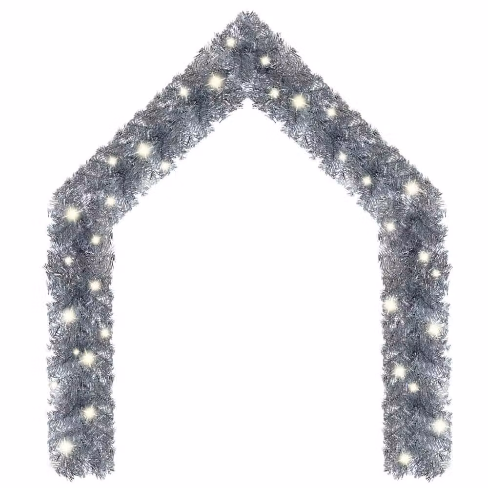 Berkfield Home Cosy Christmas Garland with Warm White LED Lights, Silver, 10 m – 3
