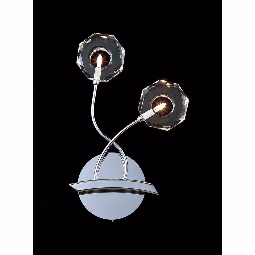 Netlighting Izona 2-Light Wall Lamp in Polished Chrome and Grey with Crystal Glass Details – 2