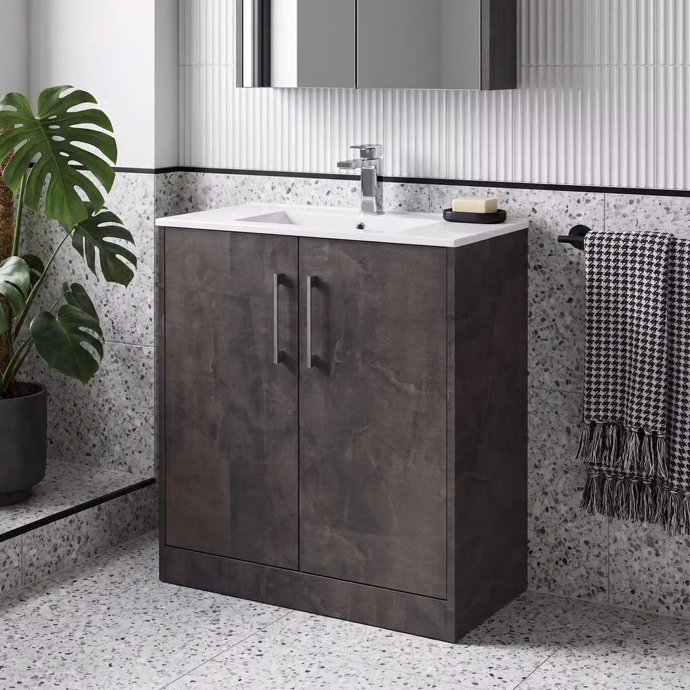 Balterley Winshill Contemporary 2 Door Floor Standing Vanity Basin Unit in Matt Grey, Width: 80 cm – 2