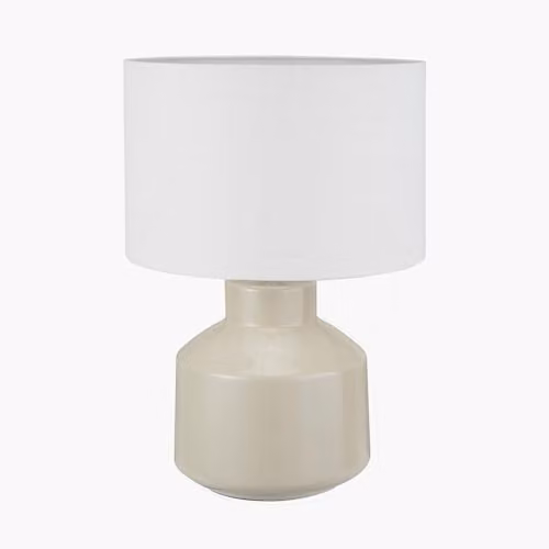 Pacific Lifestyle Ceramic Table Lamp with White Fabric Shade in Beige and White, H: 44.5 cm, W: 30.0 cm, D: 22.0 cm – 2