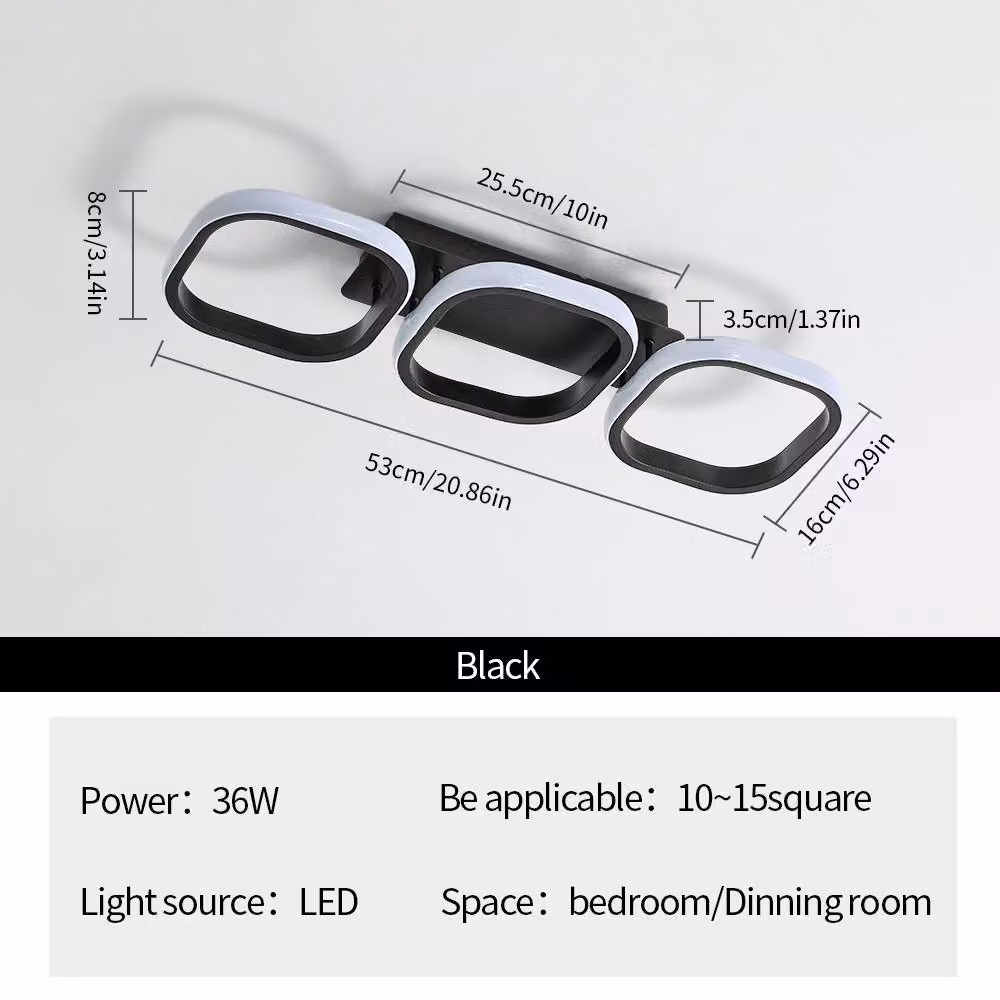 Goeco Modern Square LED Ceiling Light, 32W, Black, 6500K Cool White – 2