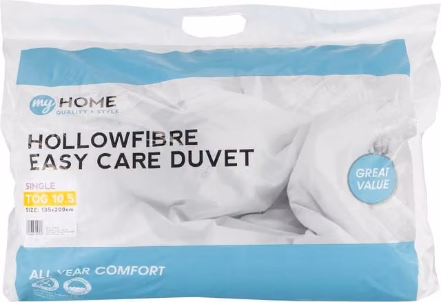 My Home 10.5 Tog Single Hollow Fibre Duvet in White