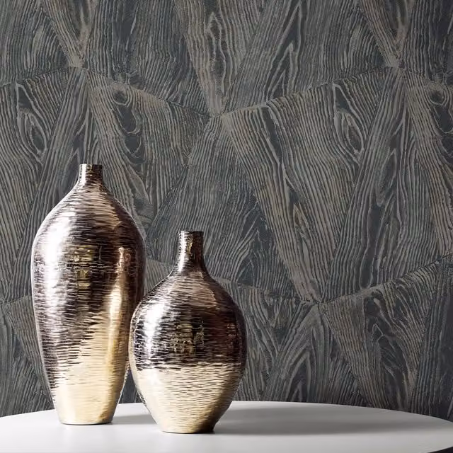Erismann Pre-pasted Vinyl Nature Wallpaper in Grey, Black and Anthracite with Modern Geometric Design