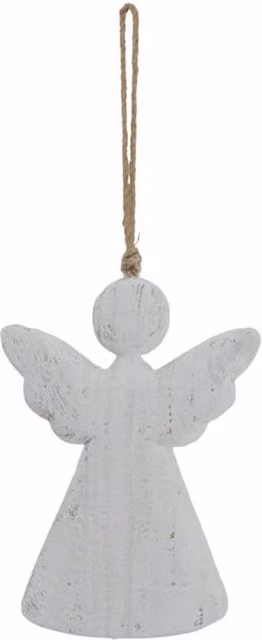 KDMD Large Whitewashed Rustic Hanging Angel Wall Decor in White