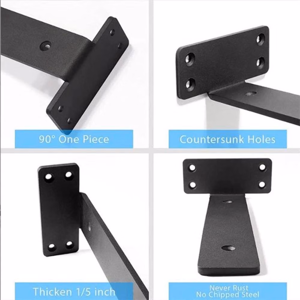 NESTLUNE 6-Piece Heavy Duty Metal Floating Shelf Brackets in Black Matt, W/D/H: 100 x 15 x 15 cm – 5