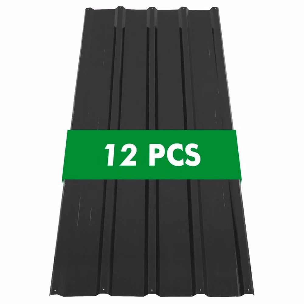 SPETLEK 12 Pack Corrugated Galvanised Steel Roof Sheets for Sheds and Carports, Black, W: 100 cm, L: 300 cm – 4