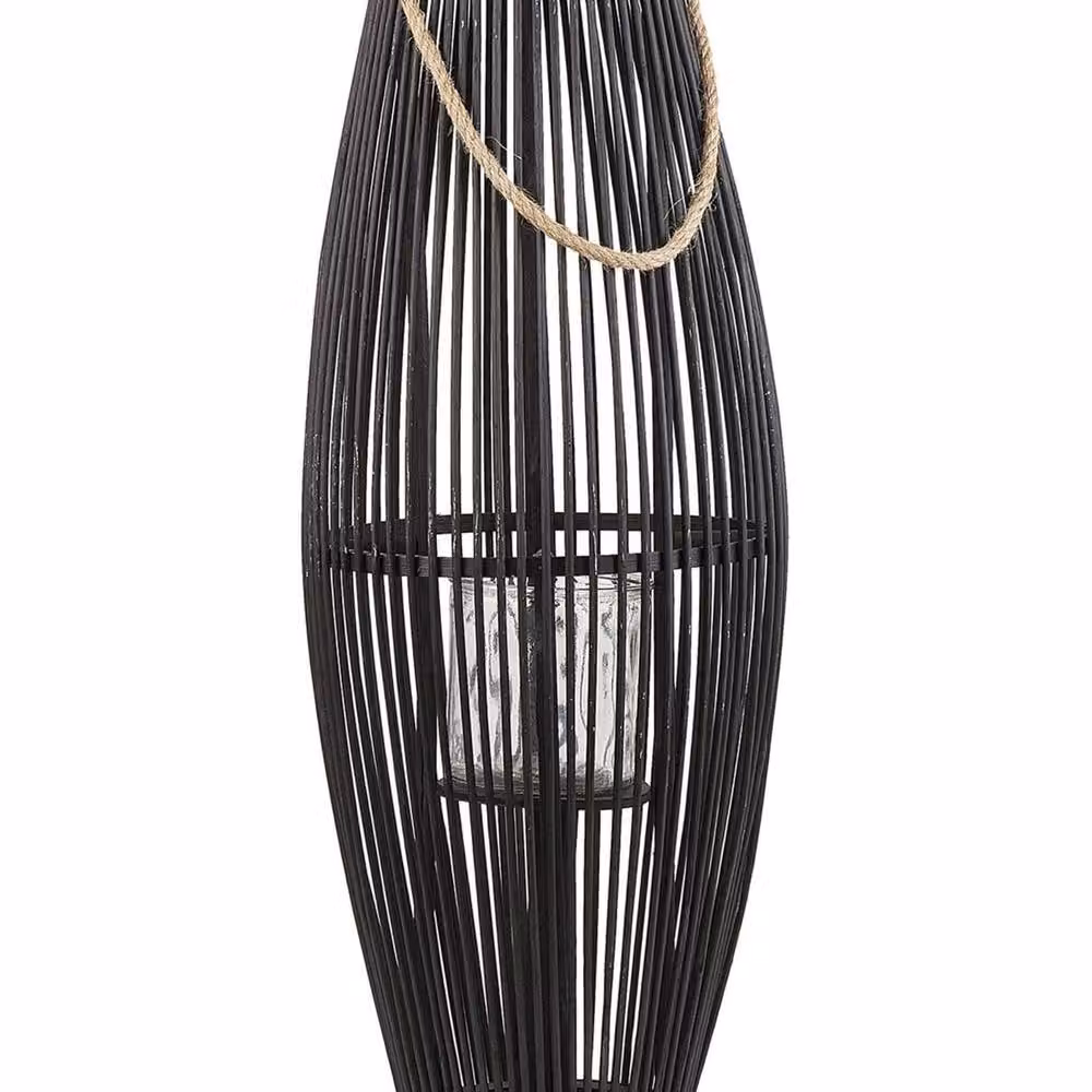 Wyld and Coco Black Bamboo Lantern, Height: 72 cm – 2