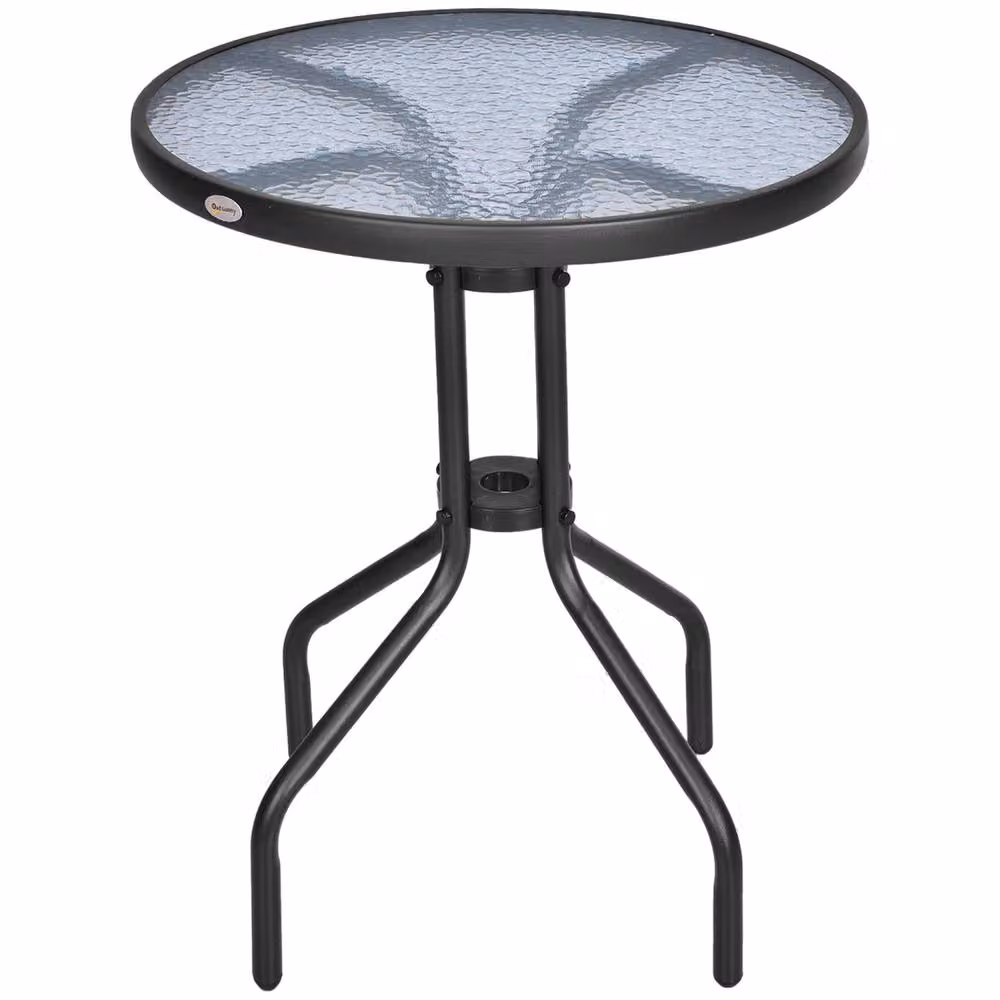 Wyld Haus Rano Round Metal and Tempered Glass Bistro Table in Black, W/D/H: 60 x 60 x 60 cm – 2