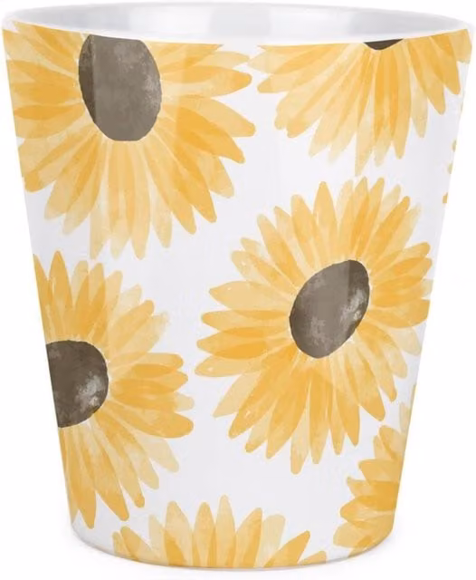 Purely Home Small Yellow Ceramic Floral Plant Pot for Tabletop Use