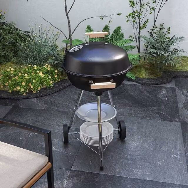 EONLION Portable Round Kettle Charcoal BBQ Grill in Black, Diameter: 100 cm