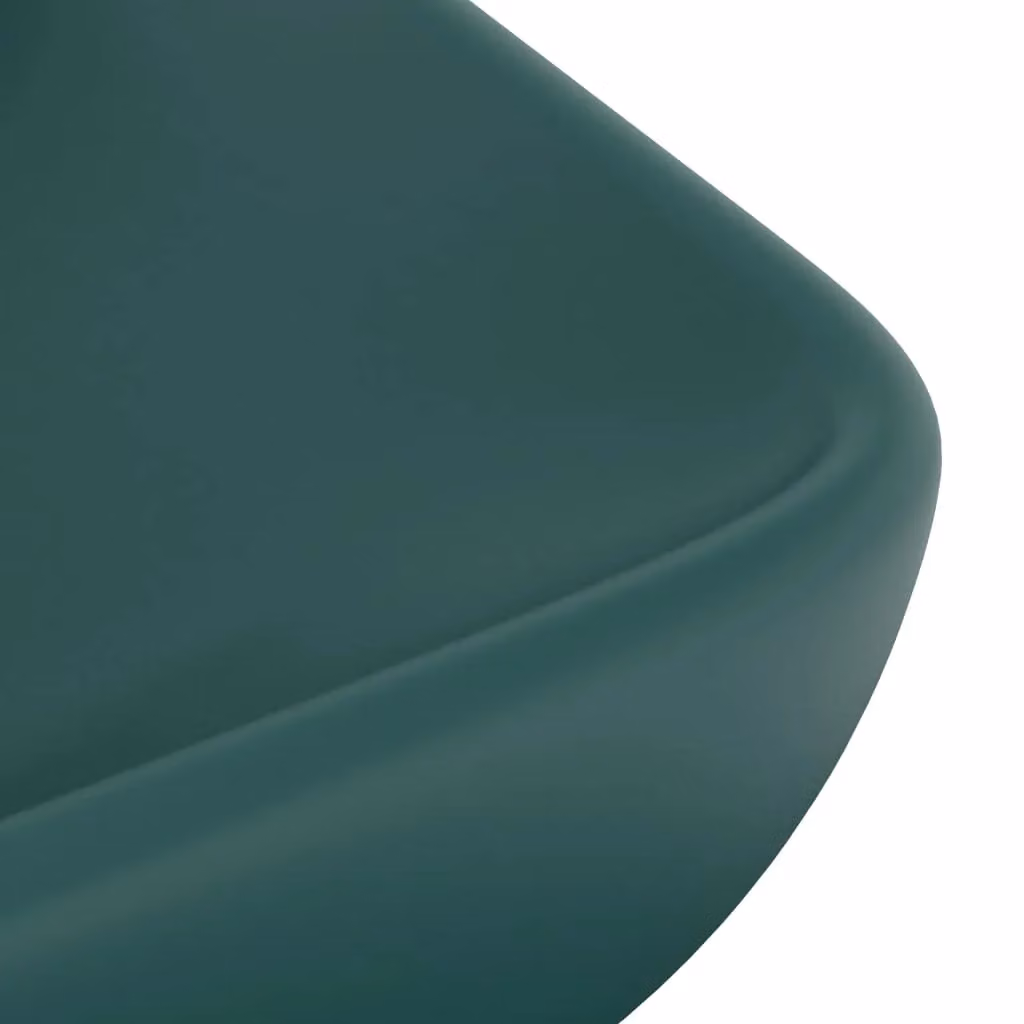 Berkfield Home Luxury Rectangular Ceramic Countertop Basin in Matt Dark Green, W: 71 cm, D: 38 cm, H: 13.5 cm – 3