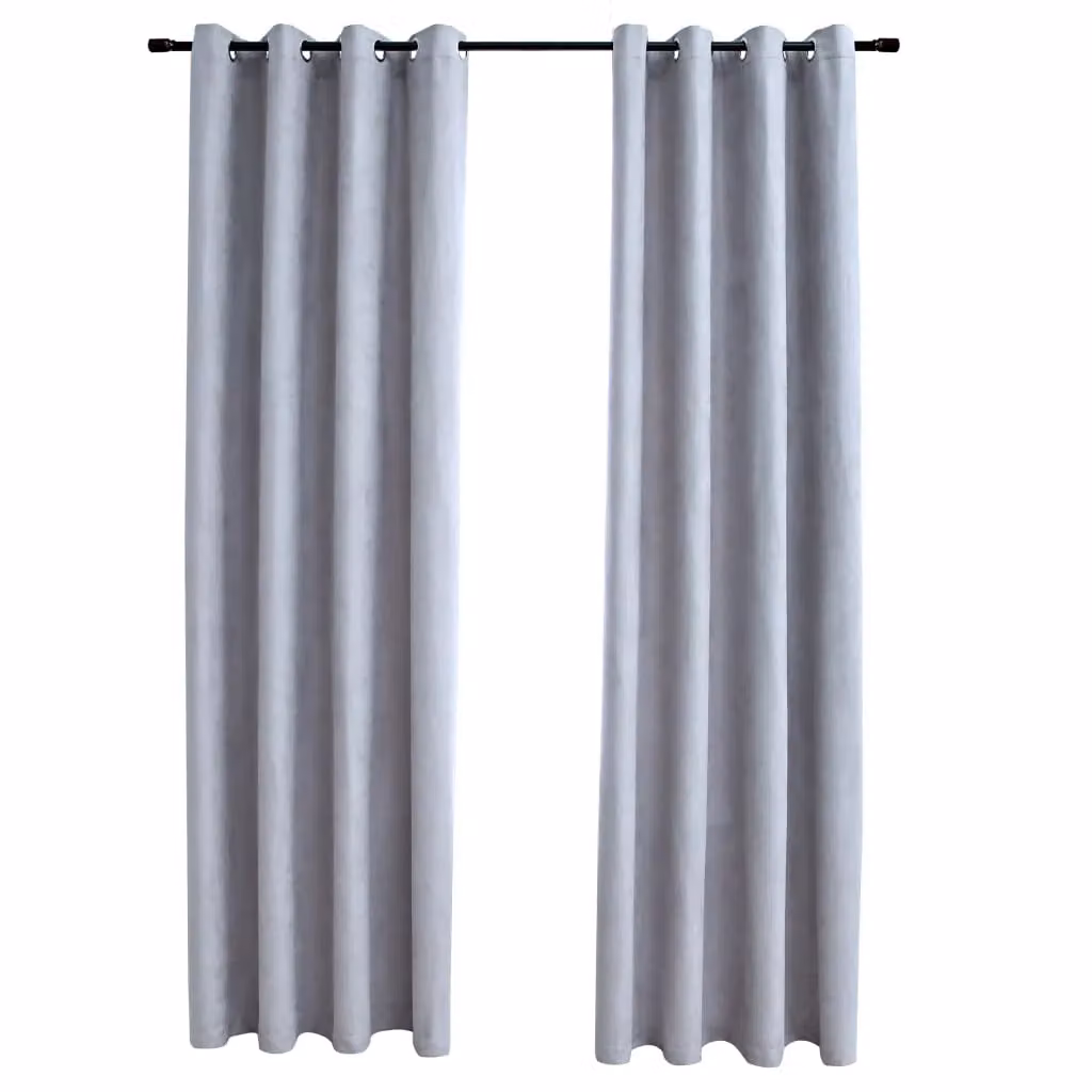 Berkfield Home Grey Blackout Curtains with Eyelets, 2 Pack, W: 140 cm, H: 175 cm – 2