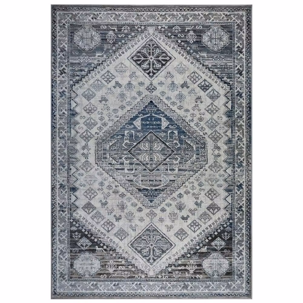 The Rug Shop UK Blue Traditional Persian Geometric Easy To Clean Latex Back Rug W: 240 cm, D: 340 cm – 2