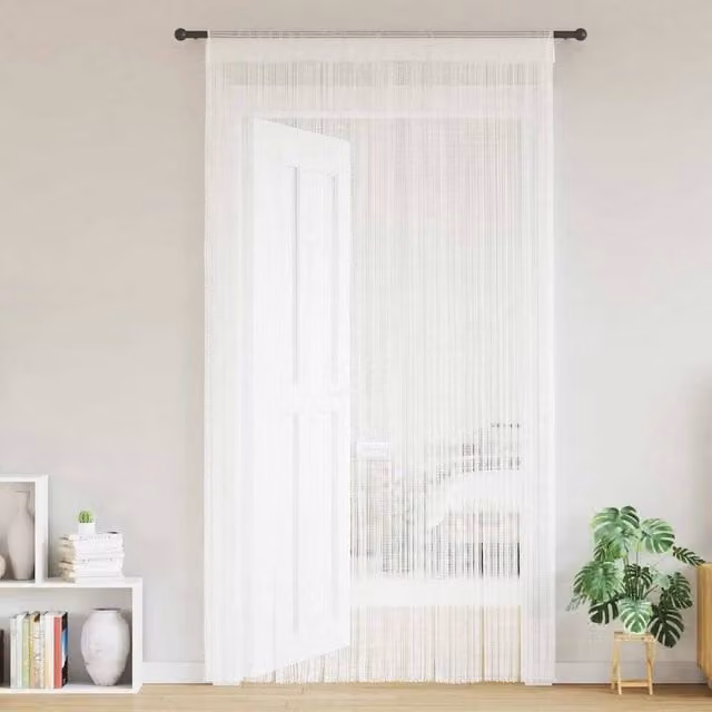 Berkfield Home White String Curtains, 2 Pack, W: 100 cm, H: 250 cm