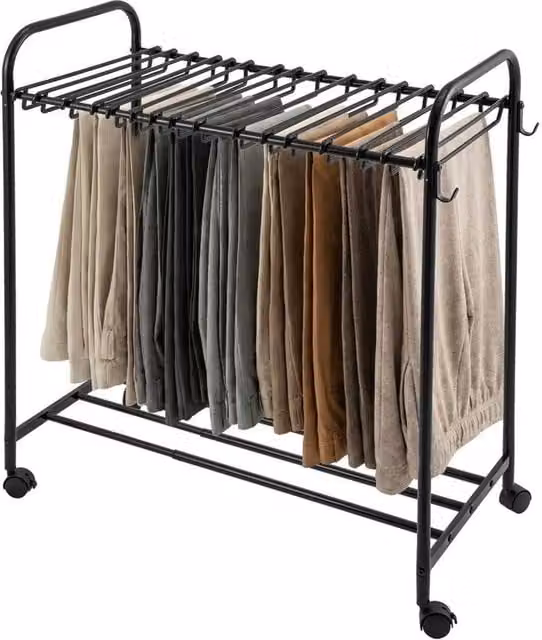 VOGREX Floor Standing Pants Trolley Trouser Hanger with 4 Wheels, Black