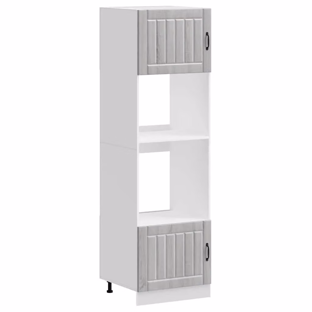 Berkfield Home Kalmar Set of 2 Freestanding Kitchen Appliance Housing Units in Grey Sonoma Engineered Wood