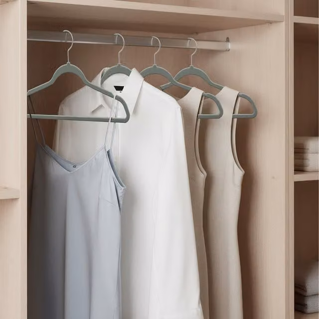 SONGMICS Non-Slip Velvet Flocked Clothes Hangers with Swivel Hooks in Grey