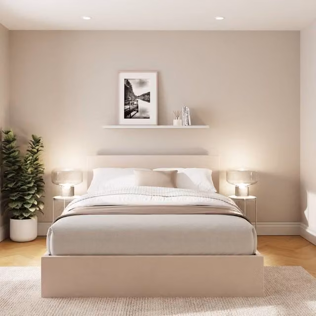 GFW Single End Lift Ottoman Storage Bed in Natural Velvet