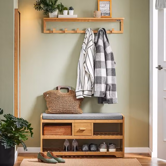SoBuy 2-Tier Bamboo Shoe Rack in Brown