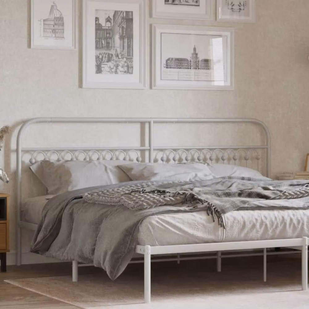 Berkfield Home Classic Metal Headboard, White, 193 cm – 2