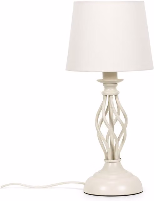 ValueLights Memphis Twist Table Lamp in Cream, Height: 34 cm
