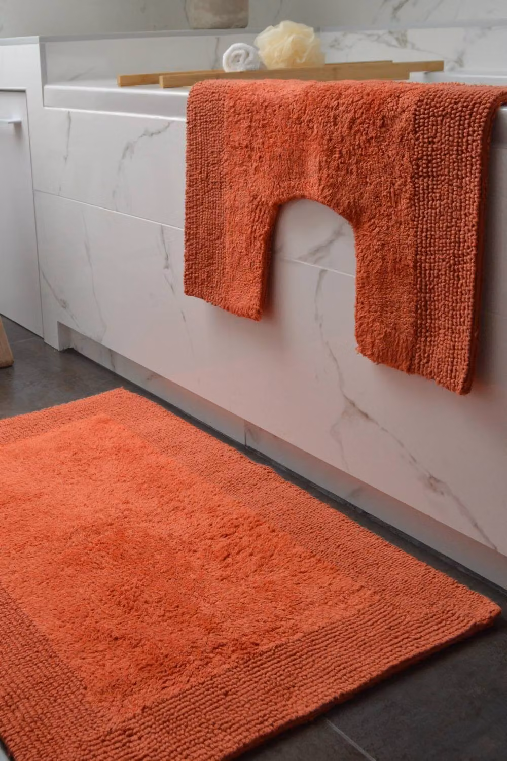 Allure Bath Fashions Elegance Reversible Heavyweight Cotton Pedestal Mat in Terracotta, W/D/H: 55 x 55 x 1 cm – 2