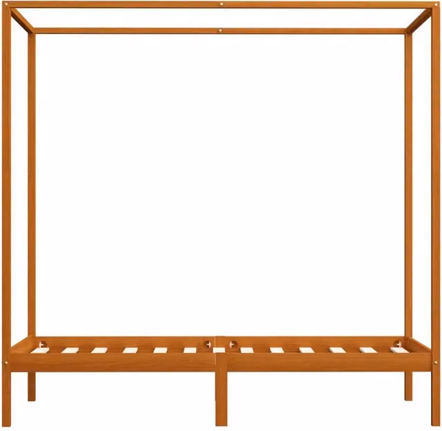 Berkfield Home Canopy Bed Frame in Honey Brown Solid Pine Wood, W/D/H: 100 x 200 x 204 cm