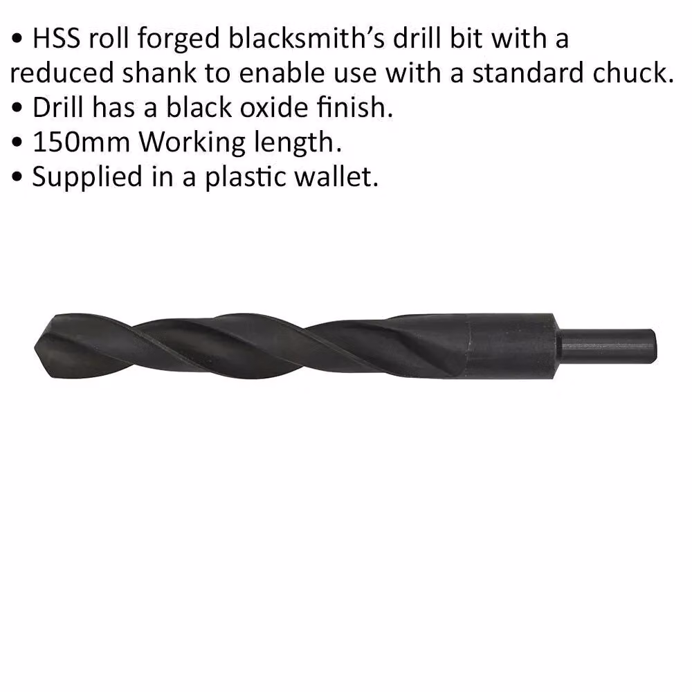 Loops HSS Roll Forged Blacksmith Twist Drill Bit with Reduced Shank, Black, 24.5 mm Diameter – 2