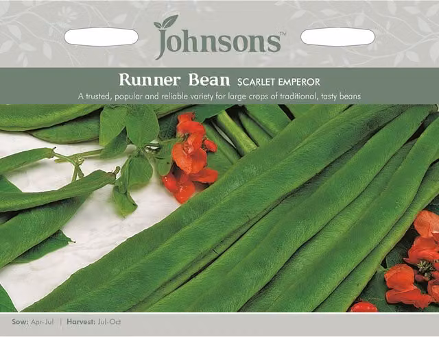 Johnsons Scarlet Emperor Runner Bean Vegetable Seeds